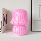 French Cream Handmade Glass Mushroom 1-Light Table Lamp Lumendat
