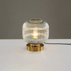 Nordic Striped Glass Oval Design 1-Light Table Lamp Lumendat