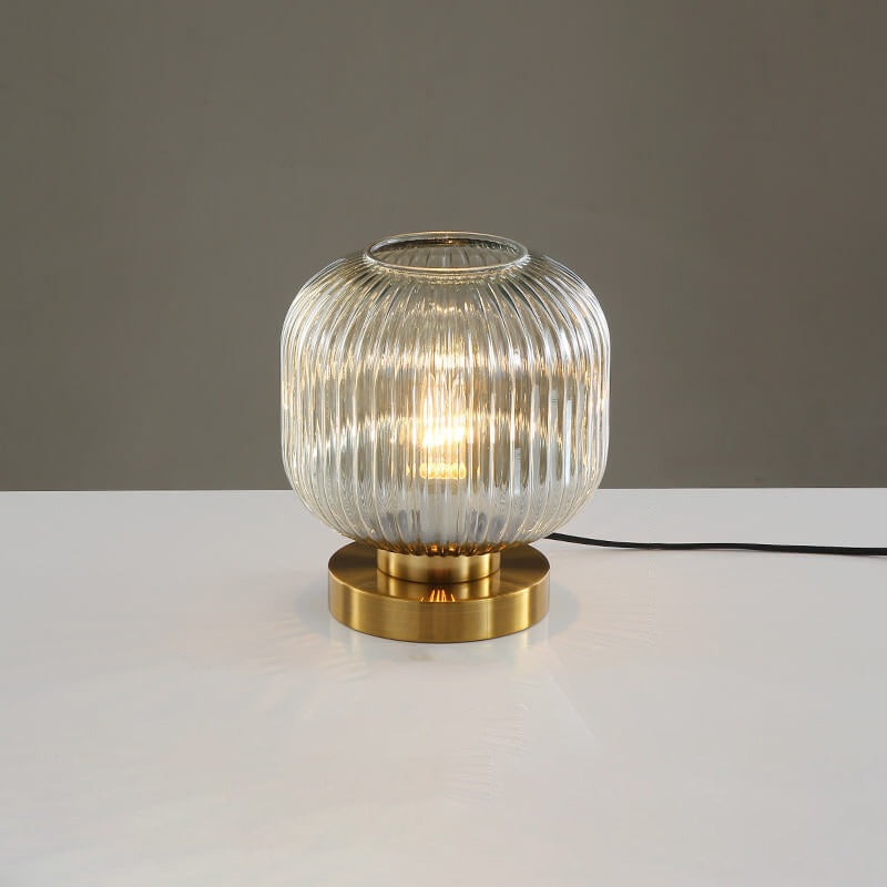 Nordic Striped Glass Oval Design 1-Light Table Lamp Lumendat