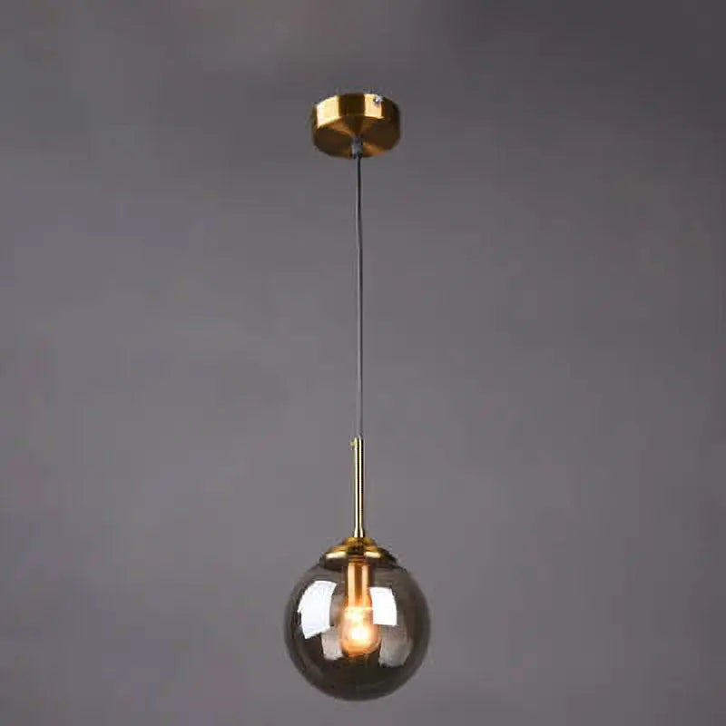 Contemporary Nordic Copper Spherical Glass Shade 1/3/5-light Island Light Chandelier for Dining Room Lumendat