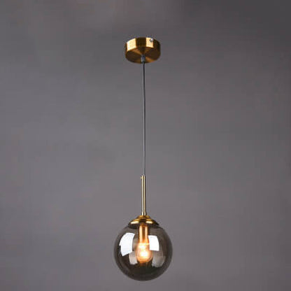 Contemporary Nordic Copper Spherical Glass Shade 1/3/5-light Island Light Chandelier for Dining Room