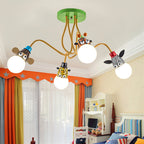 Lumendat Cartoon Creative Animal Light Head 3/4/5 Light Kids Semi-Flush Mount Ceiling Light Lumendat