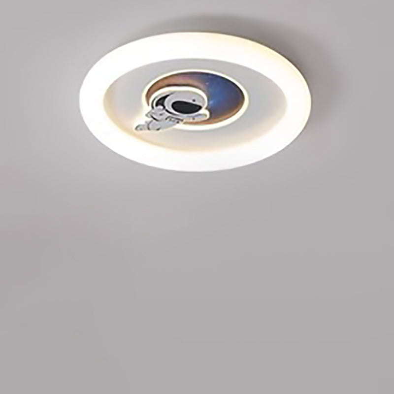 Lumendat Contemporary Creative Kids Round Rocket Astronaut Iron Acrylic LED Flush Mount Ceiling Light For Bedroom Lumendat