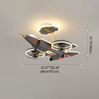 Lumendat Contemporary Creative Hardware Resin Children's Aircraft LED Semi-Flush Mount Ceiling Light For Bedroom Lumendat