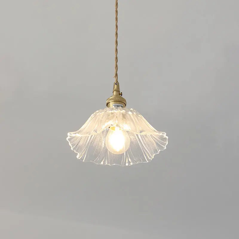 Modern Art Deco Sunflower Copper Glass 1-light Pendant Light for Living Room Lumendat