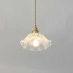Modern Art Deco Sunflower Copper Glass 1-light Pendant Light for Living Room Lumendat