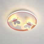 Lumendat Cartoon Creative Pink Butterfly Circle LED Flush Mount Ceiling Light Lumendat