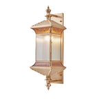 Contemporary Industrial Brass Finish Frame Glass Shade 1/3-Light Wall Sconce Lamp For Outdoor Patio Lumendat