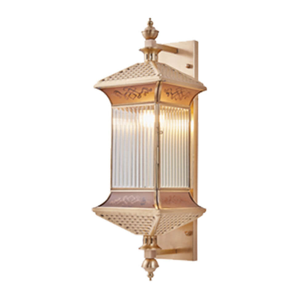 Contemporary Industrial Brass Finish Frame Glass Shade 1/3-Light Wall Sconce Lamp For Outdoor Patio Lumendat