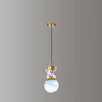 Contemporary Nordic Kids Orb Astronaut Iron Resin 1-light Pendant Light for Bedroom BulbSquare