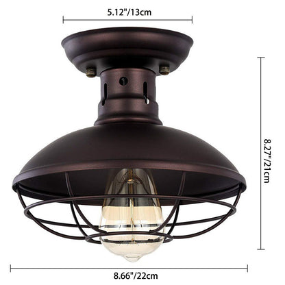 Contemporary Industrial Semicircle Iron 1-light Semi-flush Mount Ceiling Light for Living Room