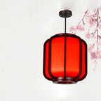 Modern Chinese Faux Sheepskin Wooden Lantern 1-light Pendant Light Lumendat