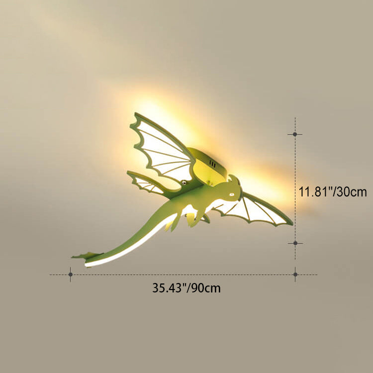 Contemporary Creative Acrylic Cartoon Dinosaur LED Semi-flush Mount Ceiling Light for Bedroom