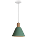 Nordic Vintage Iron Cone Wood Top 1-light Pendant Light Lumendat