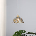 Japanese Vintage Water Pattern Glass Cone 1-light Pendant Light BulbSquare