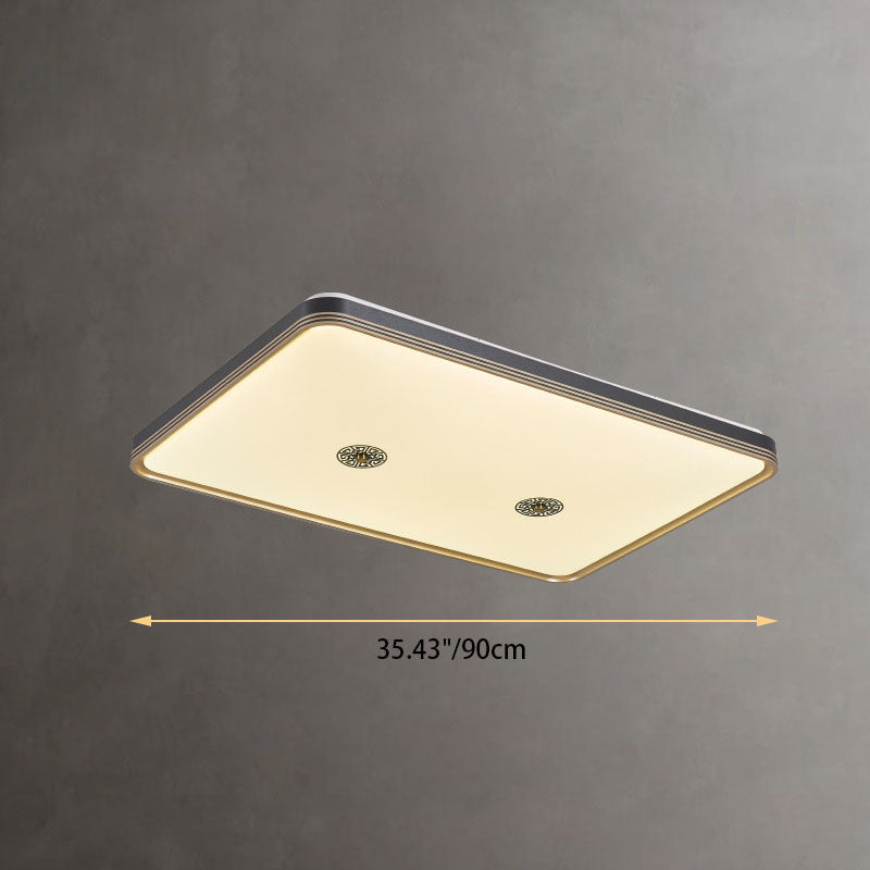 Traditional Chinese Square Geometric Acrylic LED Flush Mount Ceiling Light for Living Room