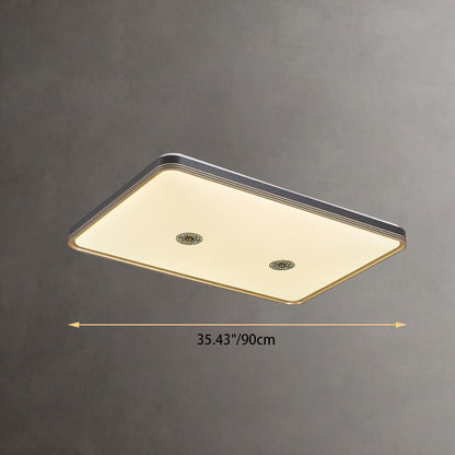 Traditional Chinese Square Geometric Acrylic LED Flush Mount Ceiling Light for Living Room