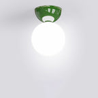 Contemporary Scandinavian Iron Spherical Glass Shade 1-Light Semi-Flush Mount Ceiling Light For Hallway Lumendat