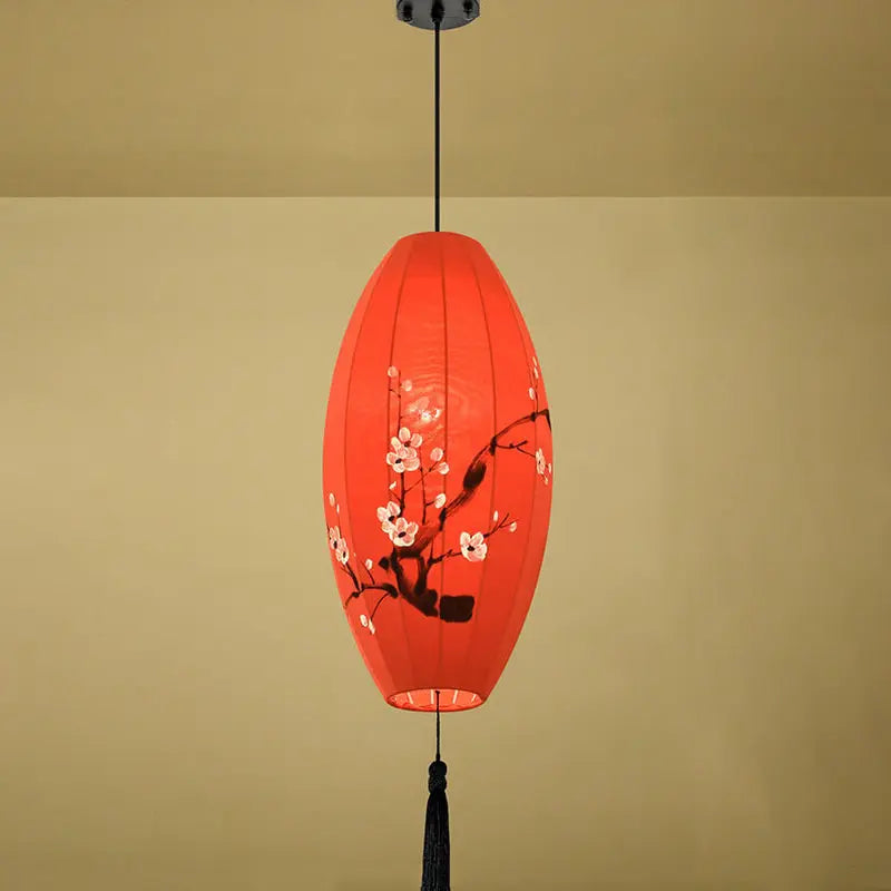 Oriental Antique Handmade Oval Lantern Fabric 1-light Pendant Light Lumendat