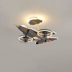 Lumendat Contemporary Creative Hardware Resin Children's Aircraft LED Semi-Flush Mount Ceiling Light For Bedroom Lumendat