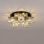 Modern Luxury Diamond Shaped Iron Crystal 3/4/5/6 Light Semi-Flush Mount Ceiling Light Lumendat