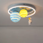 Astronaut Planet Round Kids Flush Mount Ceiling Light