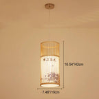 Japanese Zen Bamboo Weaving Lantern 1-light Pendant Light BulbSquare