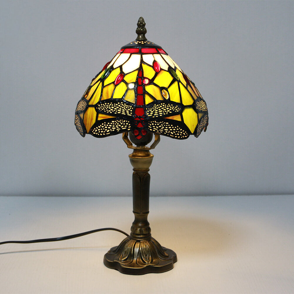 Vintage Tiffany Animal Flower Decoration Stained Glass Dome 1-Light Table Lamp Lumendat