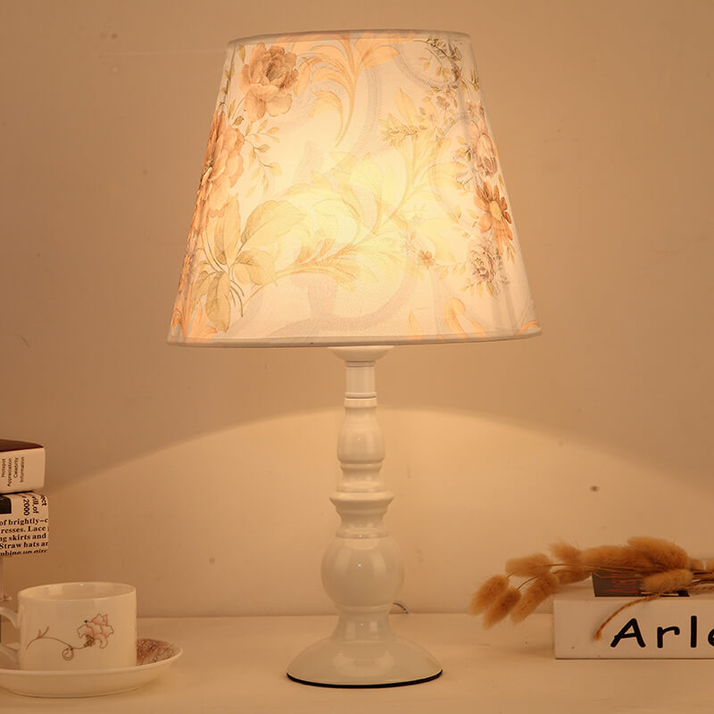 Modern Simple Floral Fabric Iron Vase Base 1-Light Table Lamp Lumendat