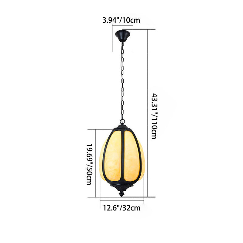 Modern Art Deco Cast Aluminum Oval Pumpkin 1-light Pendant Light for Outdoor Patio BulbSquare