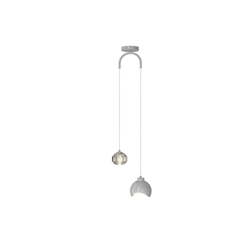 Light Luxury Simple Crystal Ball Metal 2-light Curve Pendant Light