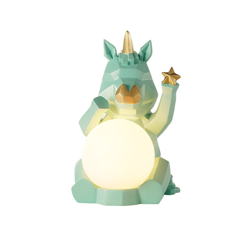 Lumendat Contemporary Creative Resin Unicorn Glass Shade 1-Light Kids Table Lamp For Bedroom Lumendat