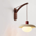 Japanese Wabi-Sabi Solid Wood Glass Horn 1-Light Wall Sconce Lamp
