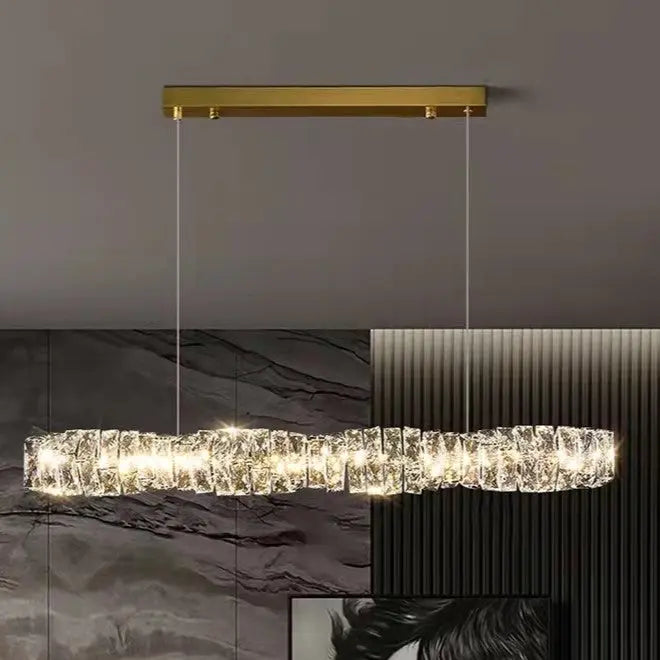Modern Minimalist Linear Crystal LED Chandelier Lumendat