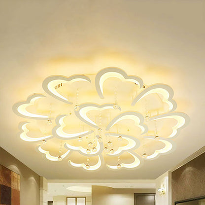 Modern Minimalist Petal Hardware Acrylic Crystal LED Semi-Flush Mount Ceiling Light For Living Room