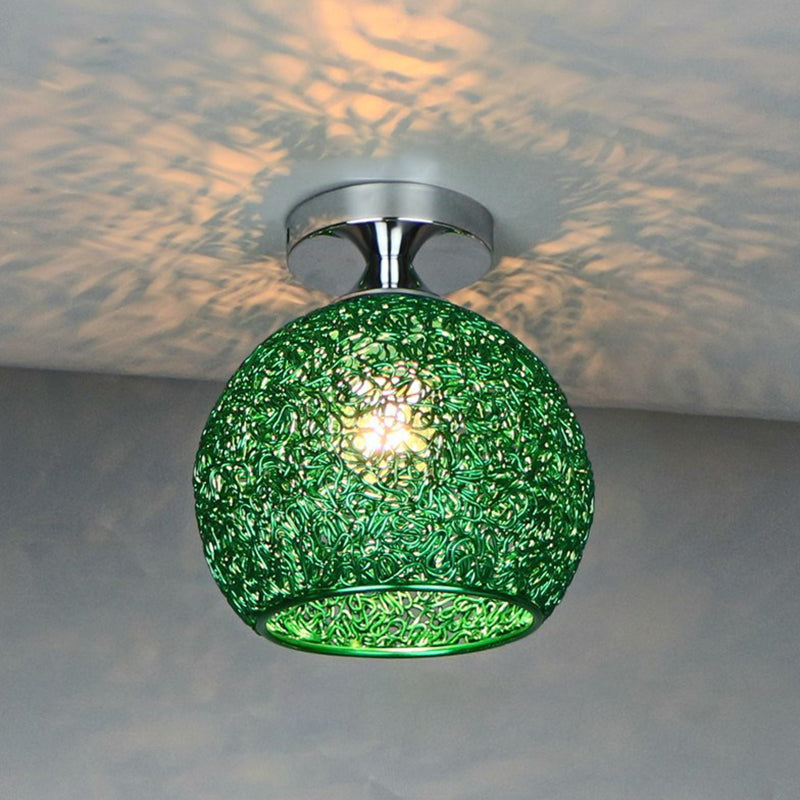 Contemporary Scandinavian Iron Aluminum Weaving Ball 1-light Semi-flush Mount Ceiling Light for Hallway