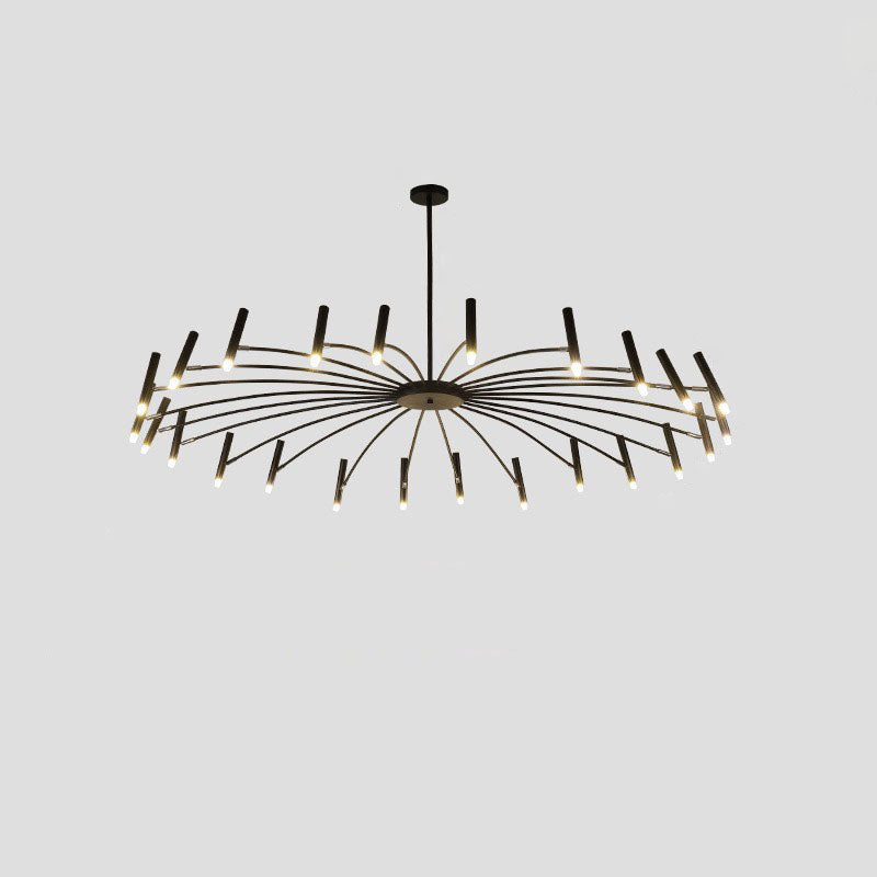 Contemporary Scandinavian Round Radioactive Iron Aluminum 12/24 Light Chandelier for Living Room