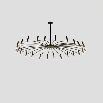 Contemporary Scandinavian Round Radioactive Iron Aluminum 12/24 Light Chandelier for Living Room