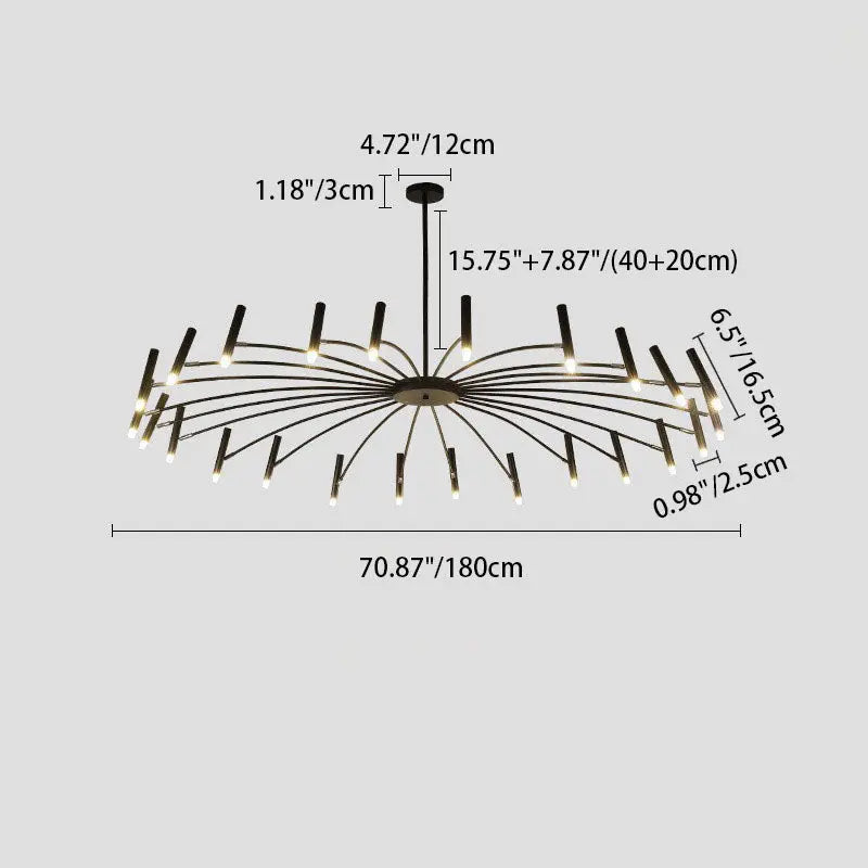Contemporary Scandinavian Round Radioactive Iron Aluminum 12/24 Light Chandelier for Living Room Lumendat