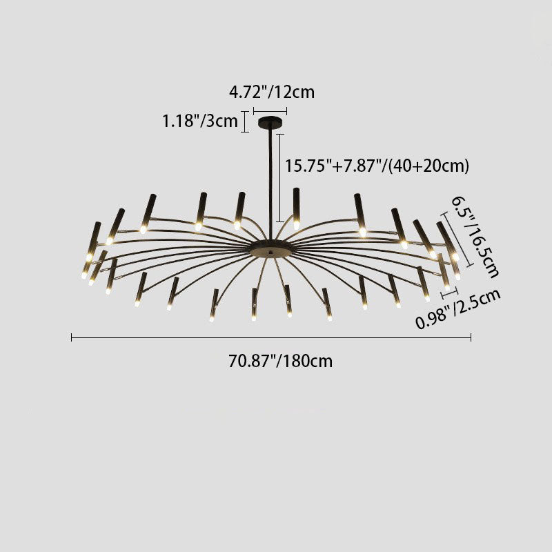 Contemporary Scandinavian Round Radioactive Iron Aluminum 12/24 Light Chandelier for Living Room