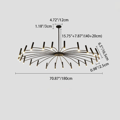 Contemporary Scandinavian Round Radioactive Iron Aluminum 12/24 Light Chandelier for Living Room