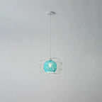 Modern Minimalist Weaving Hemp Ball Iron Drum 1-light Pendant Light for Living Room BulbSquare