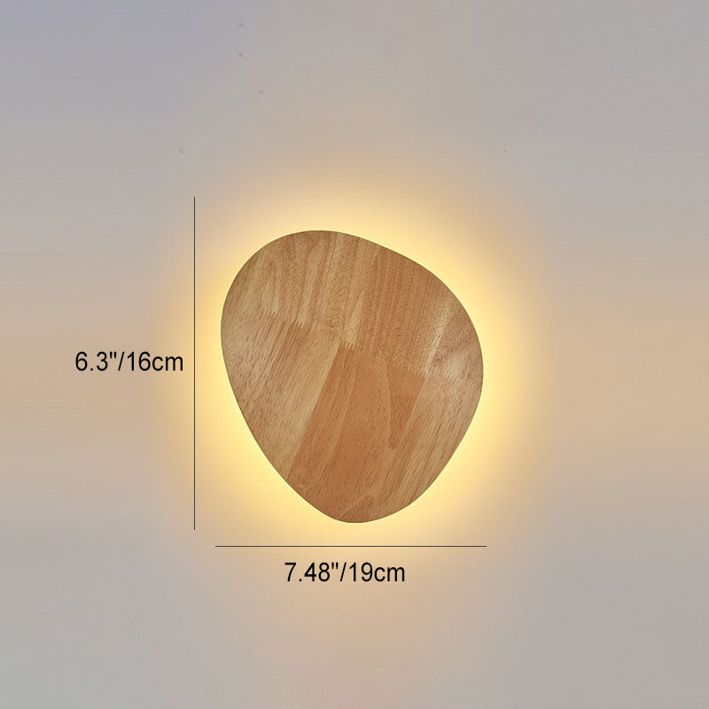 Modern Minimalist Round Irregular Oval Wood LED Wall Sconce Lamp For Living Room Lumendat