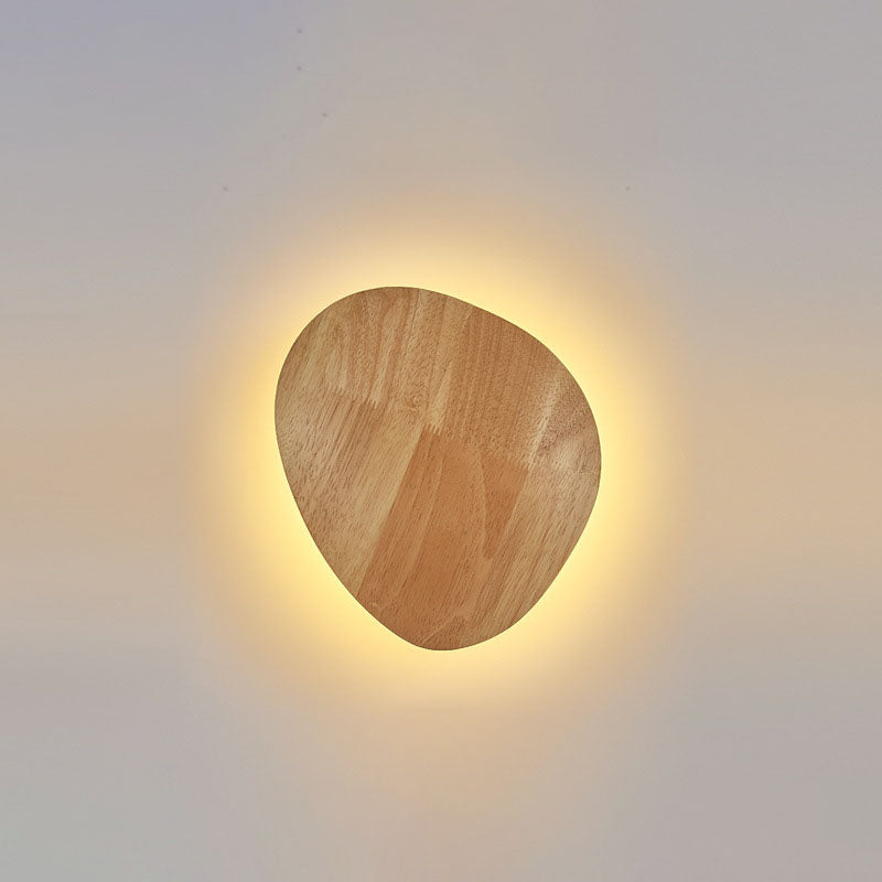 Modern Minimalist Round Irregular Oval Wood LED Wall Sconce Lamp For Living Room Lumendat
