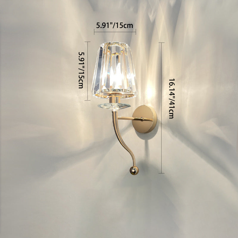 Modern Luxury Metal Iron Stainless Steel Crystal Ball Cylinder 1-Light Wall Sconce Lamp For Bedside Lumendat