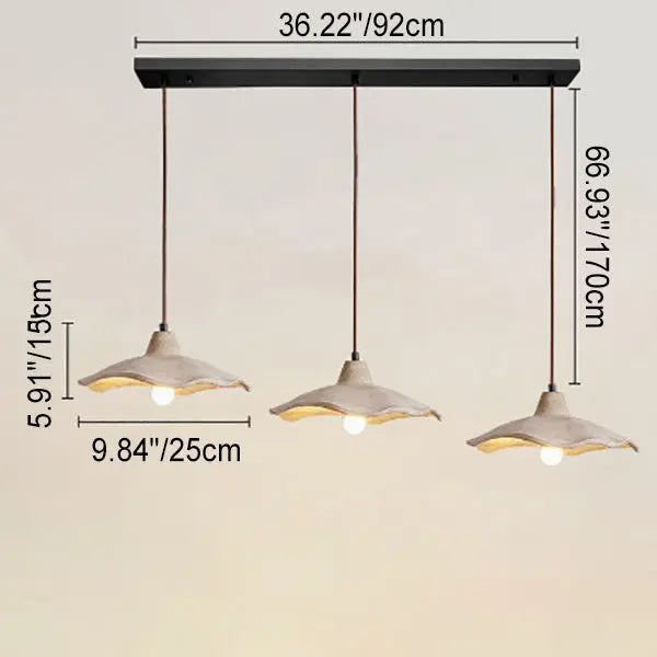 Japanese Vintage Cement Flower Lampshade Island Light Chandelier – 1/2/3 Light Lumendat