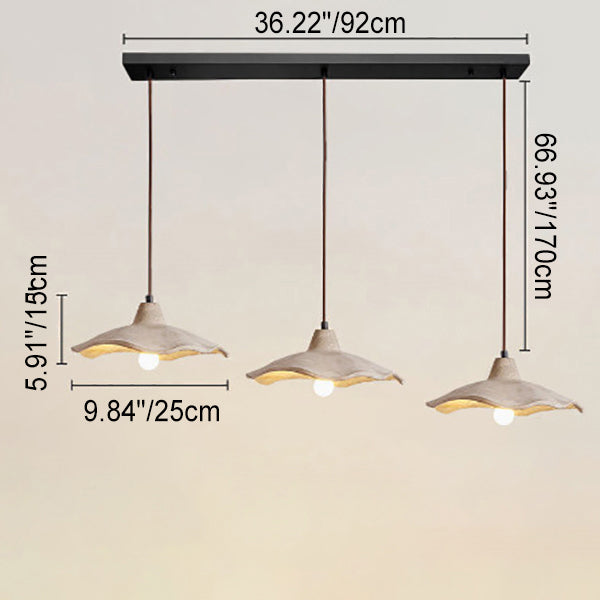 Japanese Vintage Cement Flower Lampshade Island Light Chandelier – 1/2/3 Light