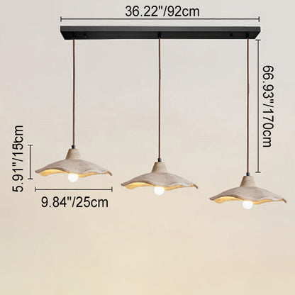 Japanese Vintage Cement Flower Lampshade Island Light Chandelier – 1/2/3 Light