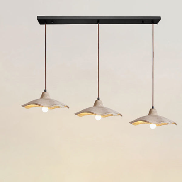 Japanese Vintage Cement Flower Lampshade Island Light Chandelier – 1/2/3 Light