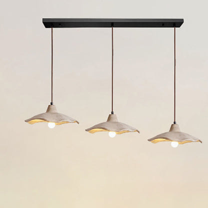 Japanese Vintage Cement Flower Lampshade Island Light Chandelier – 1/2/3 Light